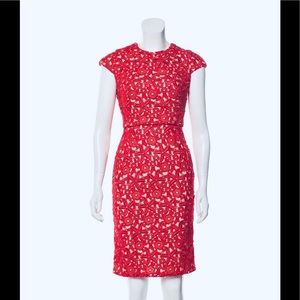ISSA London Open-back red lace dress